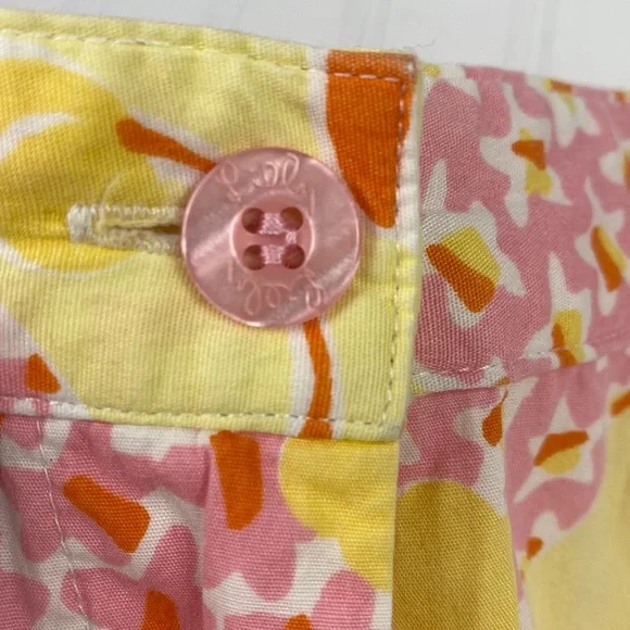 Lilly Pulitzer pineapple print cotton cropped pants yellow & pink 6 - Picture 3 of 11